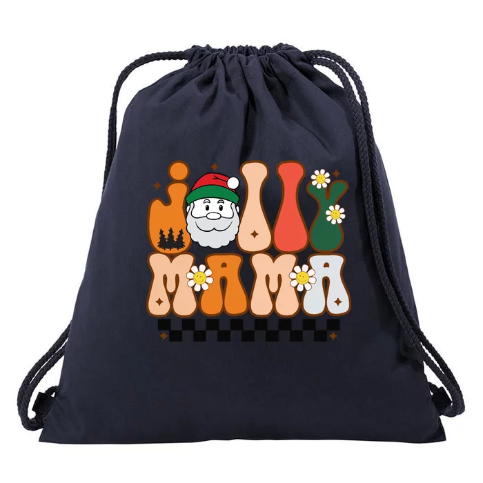 Retro Jolly Mama Christmas Drawstring Bag