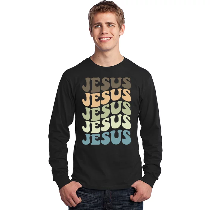 Retro Jesus Name Christian Faith Long Sleeve Shirt