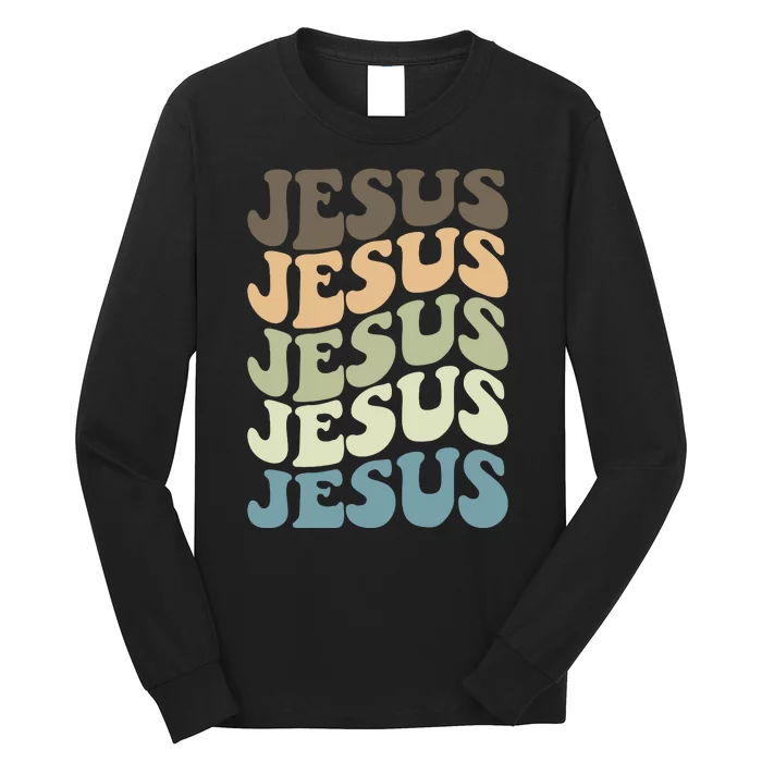 Retro Jesus Name Christian Faith Long Sleeve Shirt