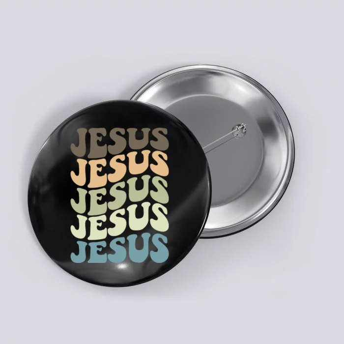 Retro Jesus Name Christian Faith Button