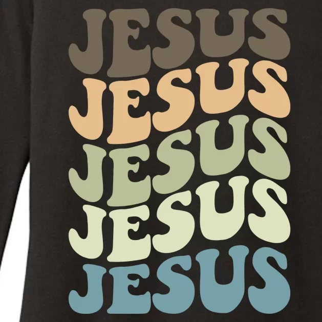 Retro Jesus Name Christian Faith Womens CVC Long Sleeve Shirt