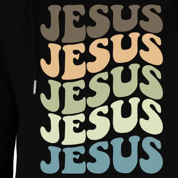 Retro Jesus Name Christian Faith Womens Funnel Neck Pullover Hood