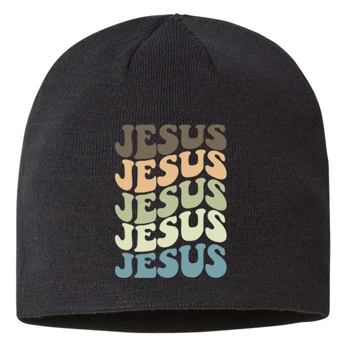 Retro Jesus Name Christian Faith 8 1/2in Sustainable Knit Beanie