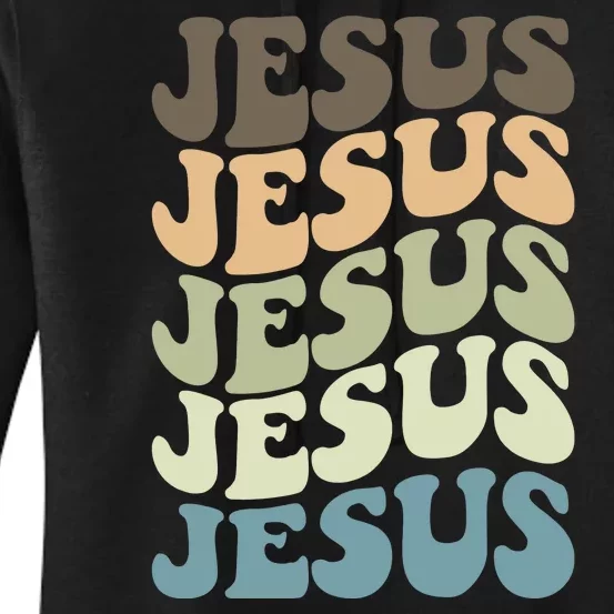 Retro Jesus Name Christian Faith Women's Pullover Hoodie