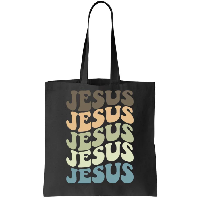 Retro Jesus Name Christian Faith Tote Bag