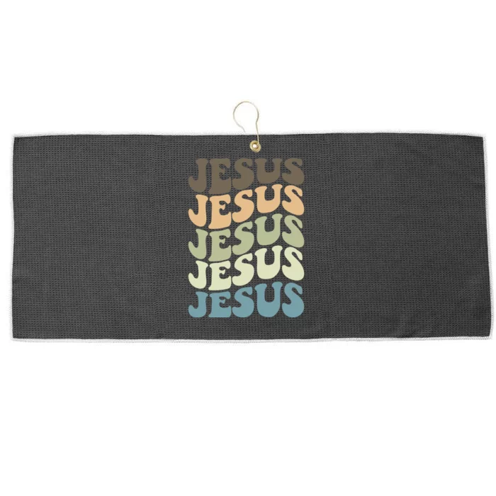 Retro Jesus Name Christian Faith Large Microfiber Waffle Golf Towel