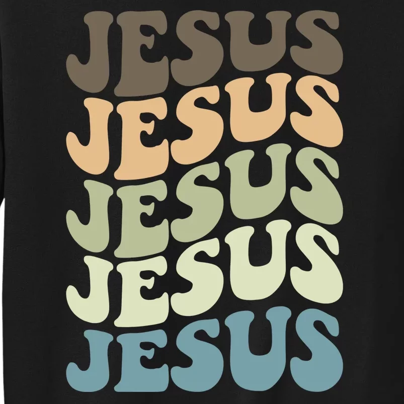 Retro Jesus Name Christian Faith Tall Sweatshirt