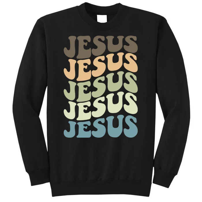 Retro Jesus Name Christian Faith Tall Sweatshirt