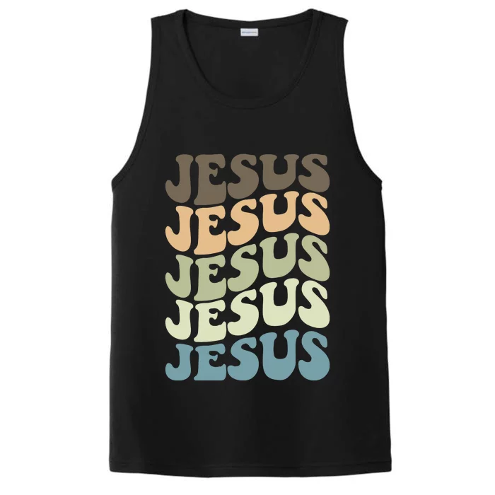 Retro Jesus Name Christian Faith Performance Tank