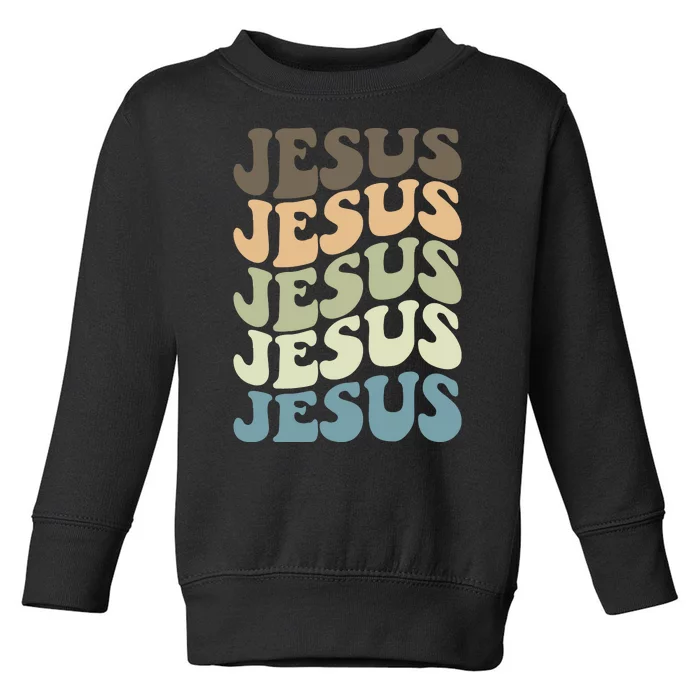 Retro Jesus Name Christian Faith Toddler Sweatshirt