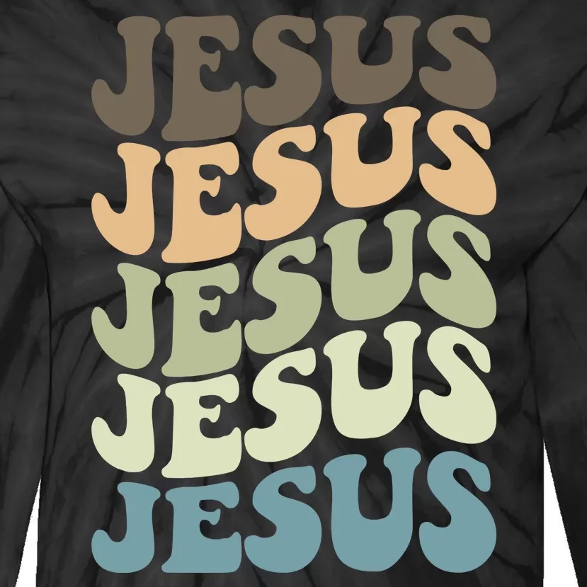 Retro Jesus Name Christian Faith Tie-Dye Long Sleeve Shirt