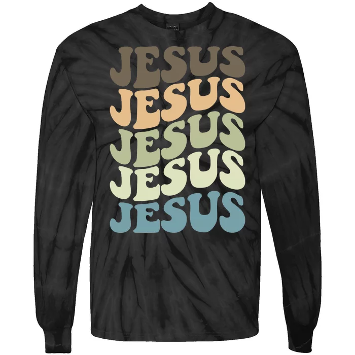 Retro Jesus Name Christian Faith Tie-Dye Long Sleeve Shirt