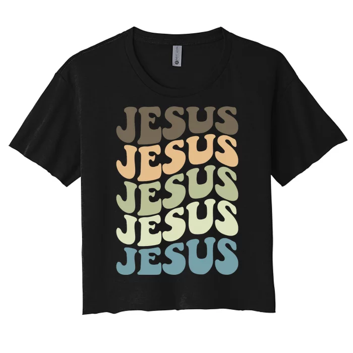 Retro Jesus Name Christian Faith Women's Crop Top Tee