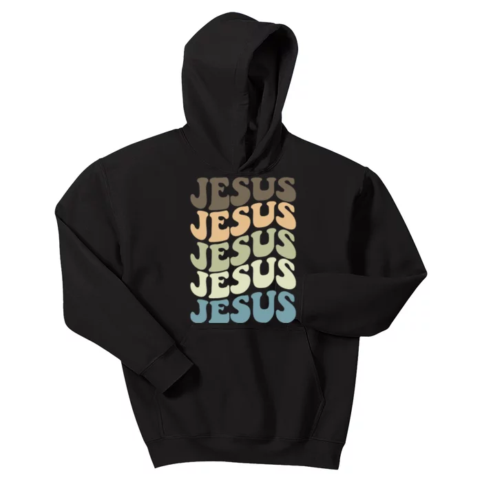 Retro Jesus Name Christian Faith Kids Hoodie