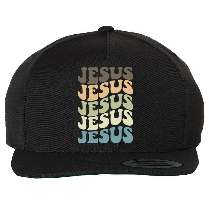 Retro Jesus Name Christian Faith Wool Snapback Cap