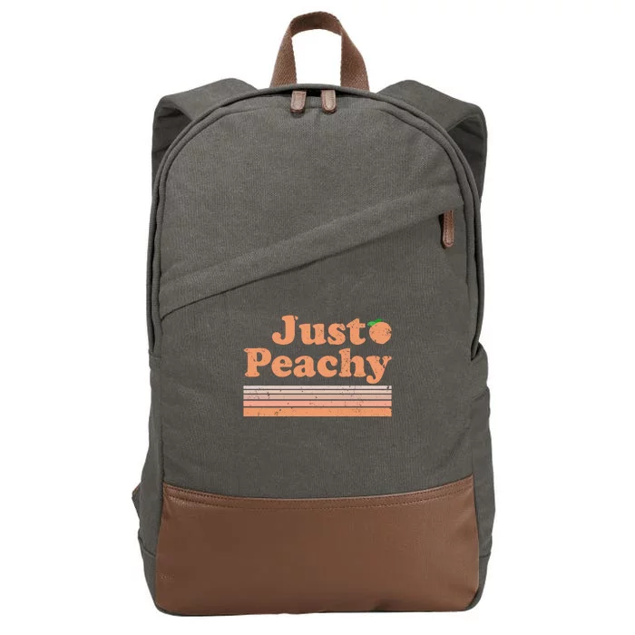 Retro Just Peachy Summer Fun Beach Life Cotton Canvas Backpack