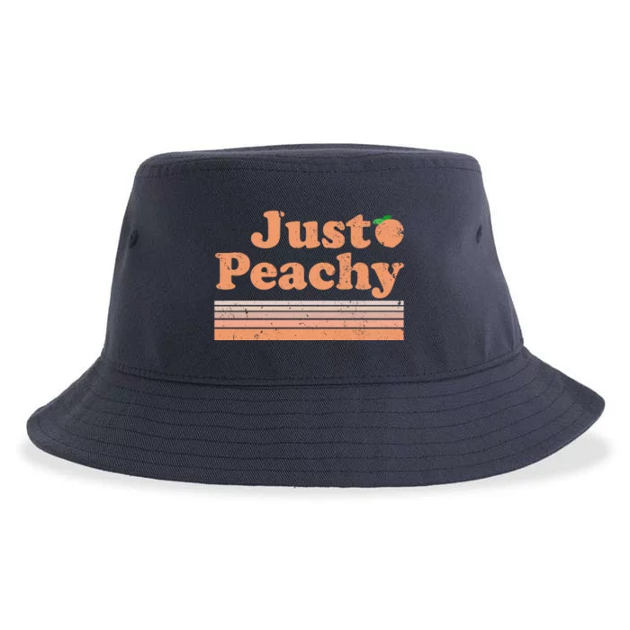 Retro Just Peachy Summer Fun Beach Life Sustainable Bucket Hat