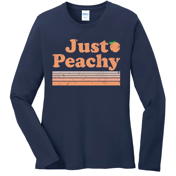 Retro Just Peachy Summer Fun Beach Life Ladies Long Sleeve Shirt