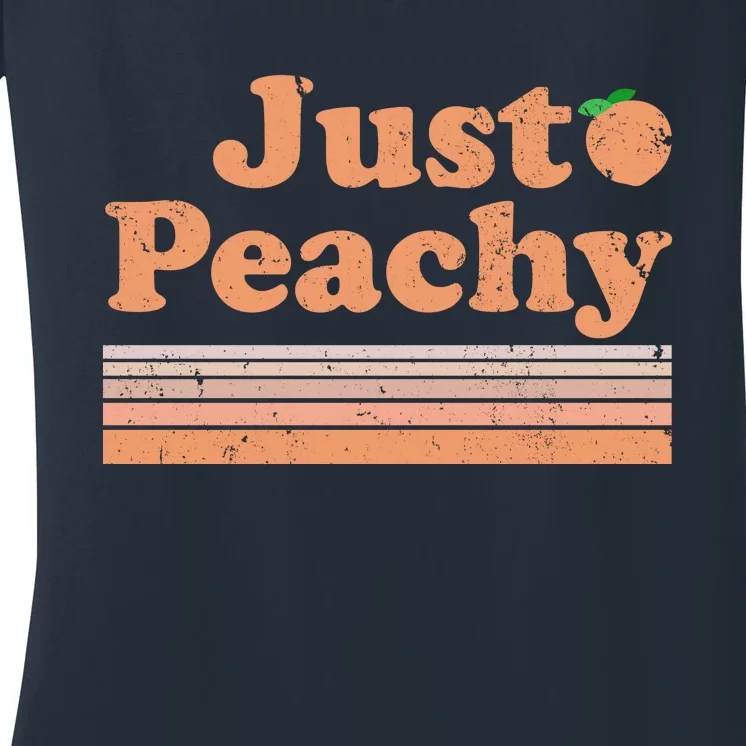 Retro Just Peachy Summer Fun Beach Life Women's V-Neck T-Shirt