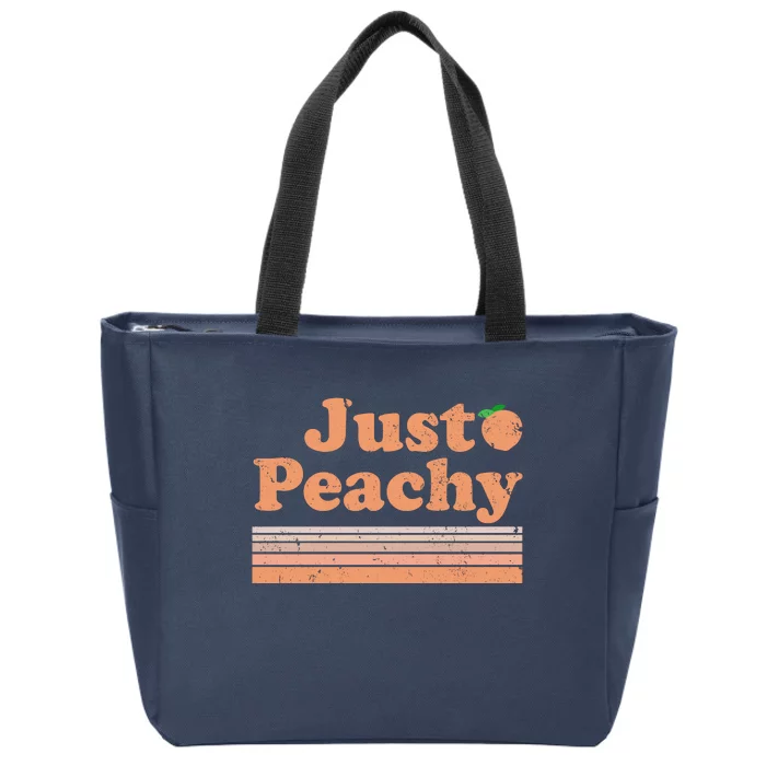 Retro Just Peachy Summer Fun Beach Life Zip Tote Bag