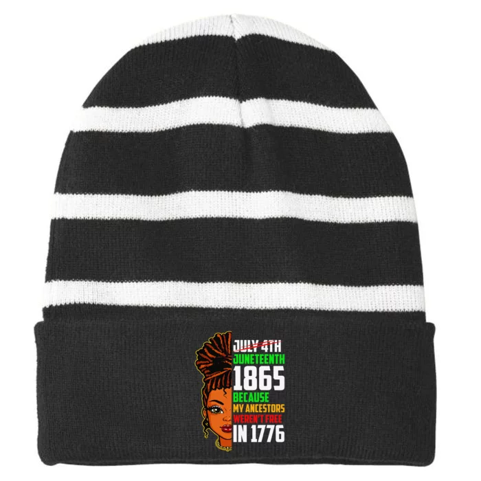 Retro Juneteenth Queen Melanin Black History Month Striped Beanie with Solid Band