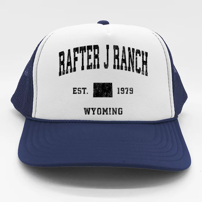 Rafter J Ranch Wyoming Wy Vintage Athletic Sports Trucker Hat