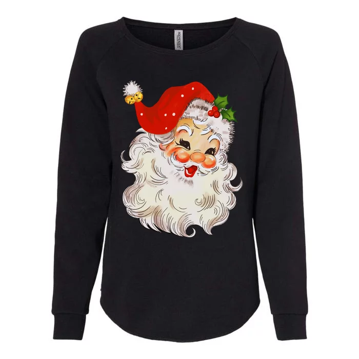 Retro Jolly Santa Claus Face Vintage St Nick Christmas Gift Womens California Wash Sweatshirt