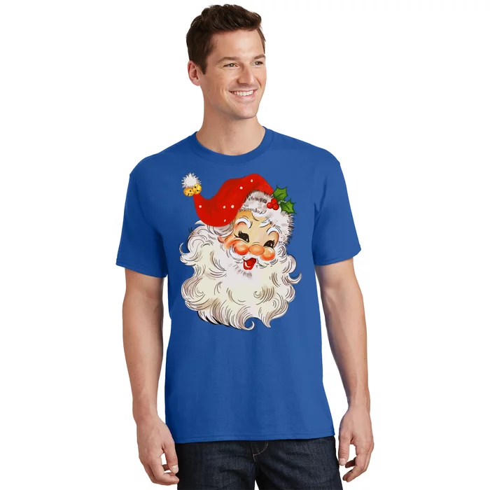 Retro Jolly Santa Claus Face Vintage St Nick Christmas Gift T-Shirt