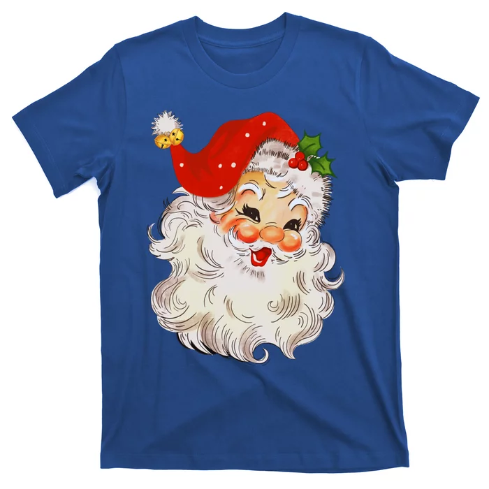 Retro Jolly Santa Claus Face Vintage St Nick Christmas Gift T-Shirt