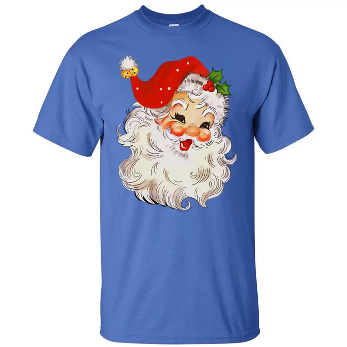 Retro Jolly Santa Claus Face Vintage St Nick Christmas Gift Tall T-Shirt