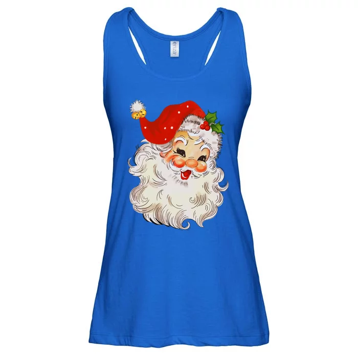 Retro Jolly Santa Claus Face Vintage St Nick Christmas Gift Ladies Essential Flowy Tank