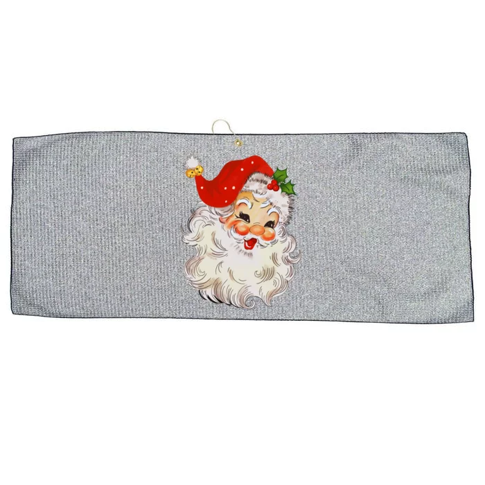 Retro Jolly Santa Claus Face Vintage St Nick Christmas Gift Large Microfiber Waffle Golf Towel