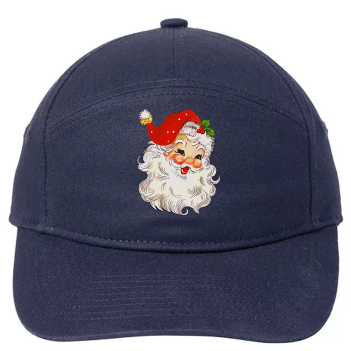 Retro Jolly Santa Claus Face Vintage St Nick Christmas Gift 7-Panel Snapback Hat