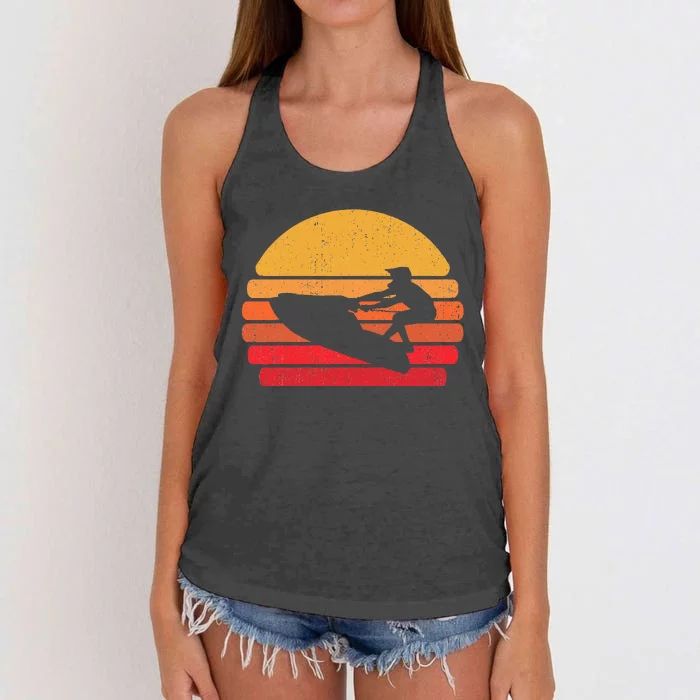 Retro Jet Skier Vintage Beach Jet Ski Jet Kiing Women's Knotted Racerback Tank