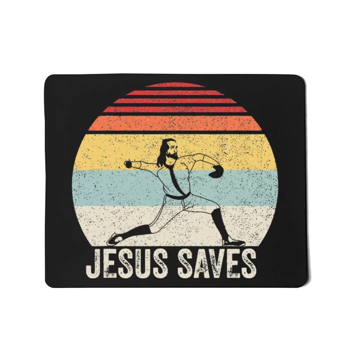 Retro Jesus Saves Baseball Religious Christian Faith Mousepad