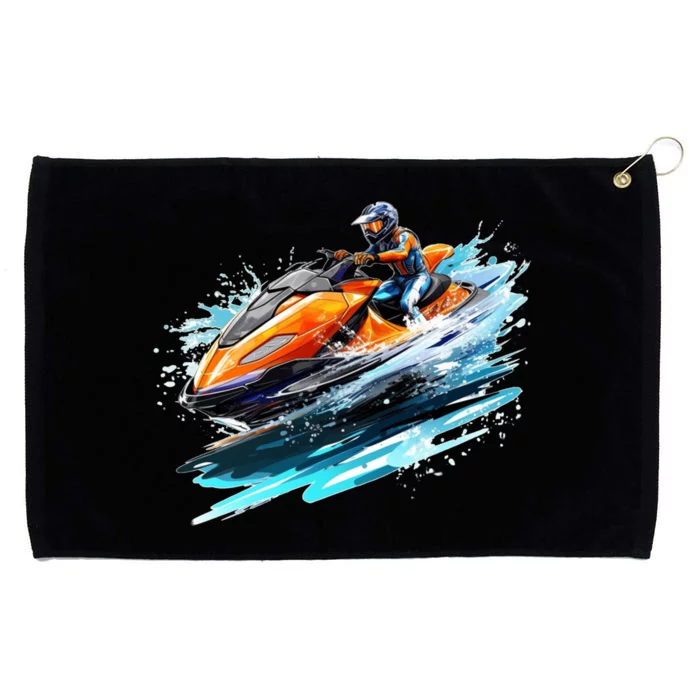 Retro Jet Skier Vintage Beach Jet Ski Jet Kiing Skiing Lover Gift For Skier Grommeted Golf Towel