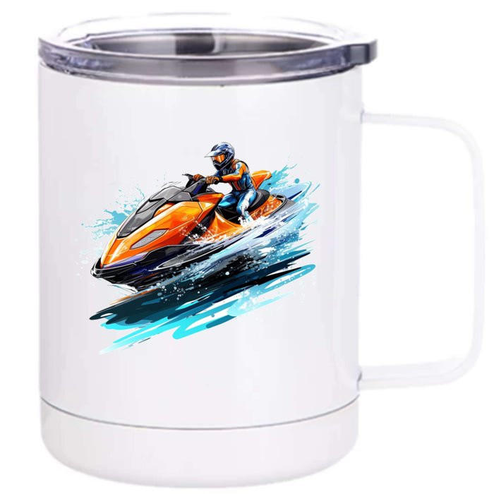 Retro Jet Skier Vintage Beach Jet Ski Jet Kiing Skiing Lover Gift For Skier Front & Back 12oz Stainless Steel Tumbler Cup