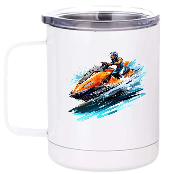 Retro Jet Skier Vintage Beach Jet Ski Jet Kiing Skiing Lover Gift For Skier Front & Back 12oz Stainless Steel Tumbler Cup