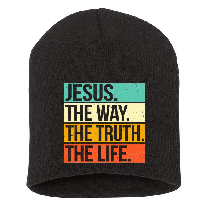 Retro Jesus The Way Truth Life Christian Bible Prayer Short Acrylic Beanie