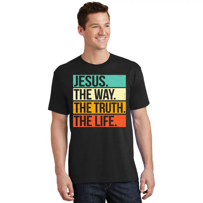 Retro Jesus The Way Truth Life Christian Bible Prayer T-Shirt