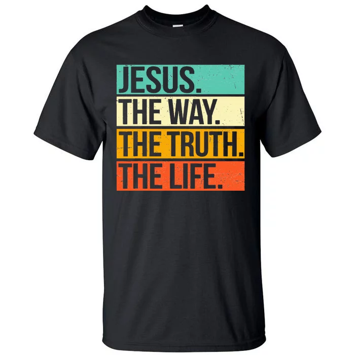 Retro Jesus The Way Truth Life Christian Bible Prayer Tall T-Shirt