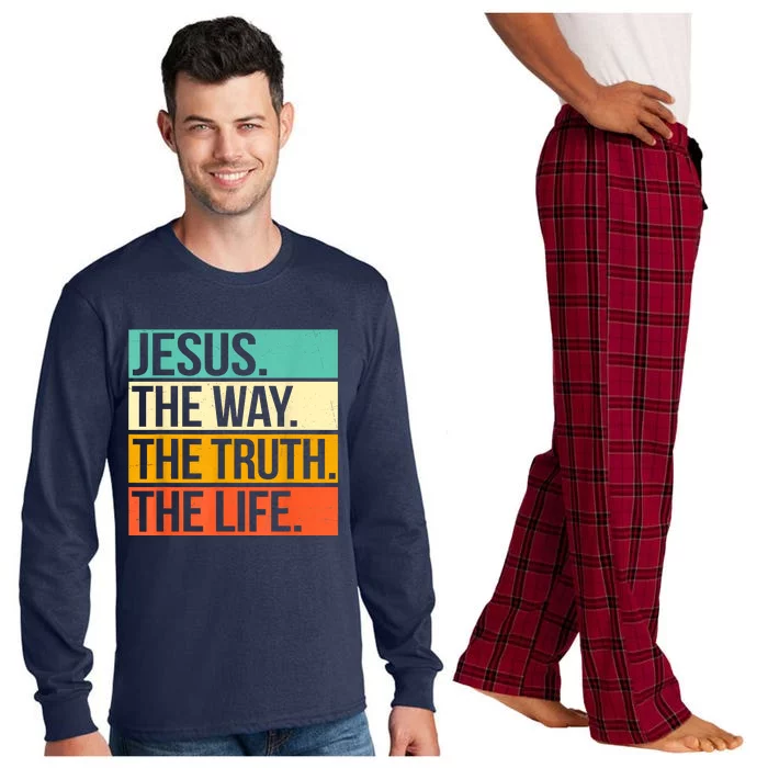 Retro Jesus The Way Truth Life Christian Bible Long Sleeve Pajama Set