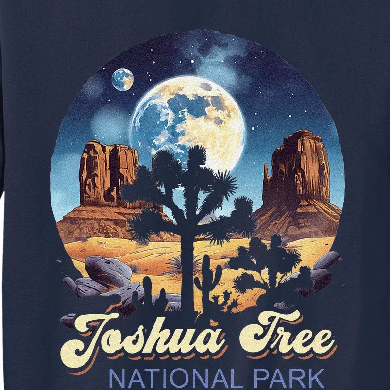 Retro Joshua Tree National Park Night Camping Hiking Tall Sweatshirt