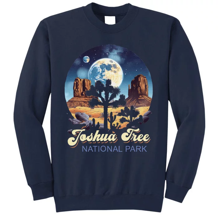 Retro Joshua Tree National Park Night Camping Hiking Tall Sweatshirt