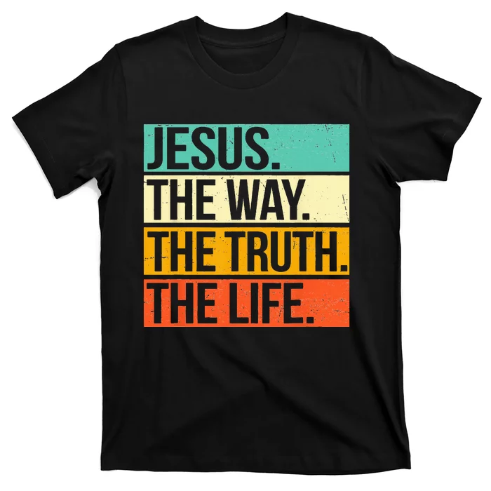 Retro Jesus The Way Truth Life Christian Bible T-Shirt