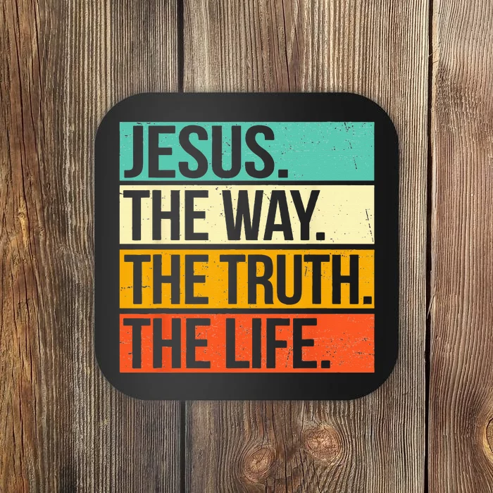 Retro Jesus The Way Truth Life Christian Bible Coaster