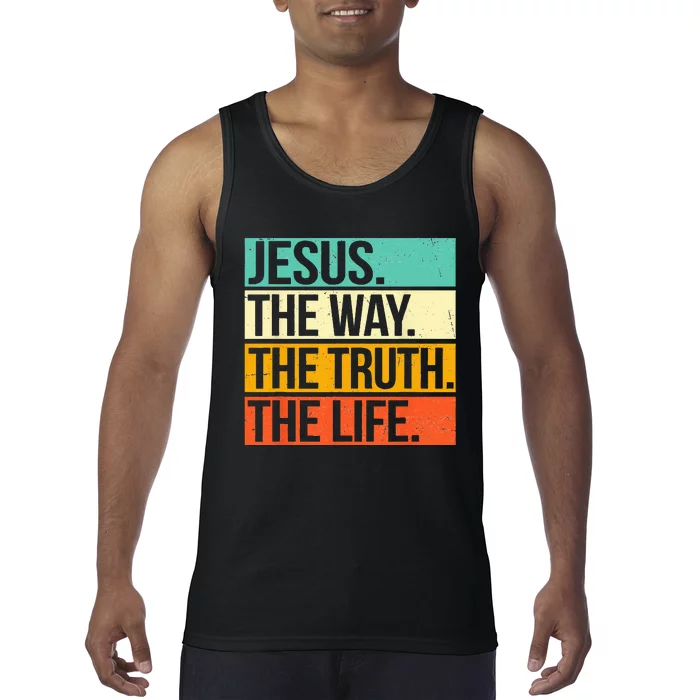 Retro Jesus The Way Truth Life Christian Bible Tank Top