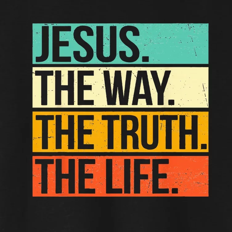 Retro Jesus The Way Truth Life Christian Bible Women's Crop Top Tee