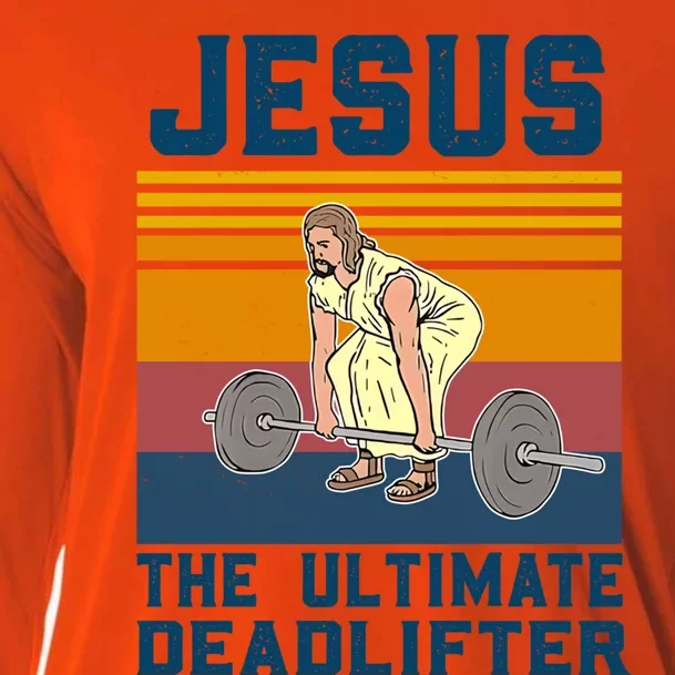 Retro Jesus The Ultimate Deadlifter Christian Gym Clothing Great Gift Cooling Performance Long Sleeve Crew