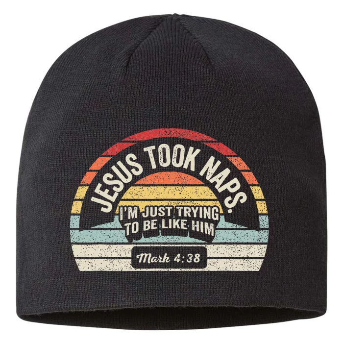 Retro Jesus Took Naps Mark 438 Christian Funny Faith 8 1/2in Sustainable Knit Beanie